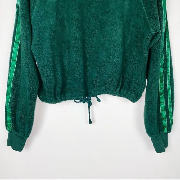 Pam & Gela Cropped Sweatshirt Velvet Stripes Green - Picture 7 of 16